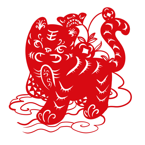 新年春节虎年老虎剪纸图片下载