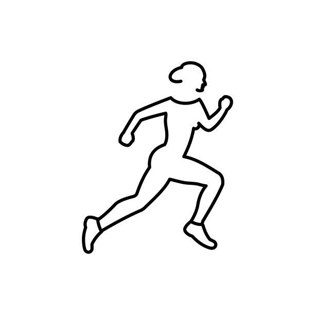 跑步女人图标标志平股票插图图片下载
