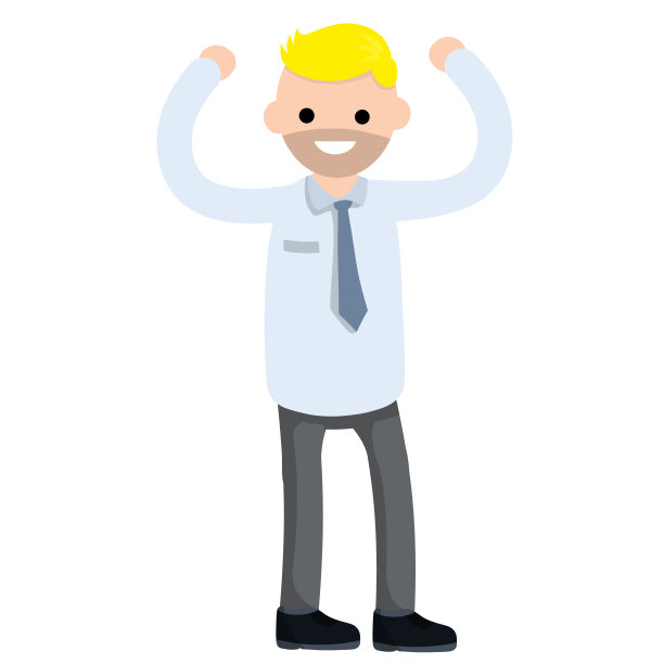 商人在西装。人的手势。上班族。开心的公司员工摆好姿势。戴领带的滑稽家伙。卡通平面插图图片下载