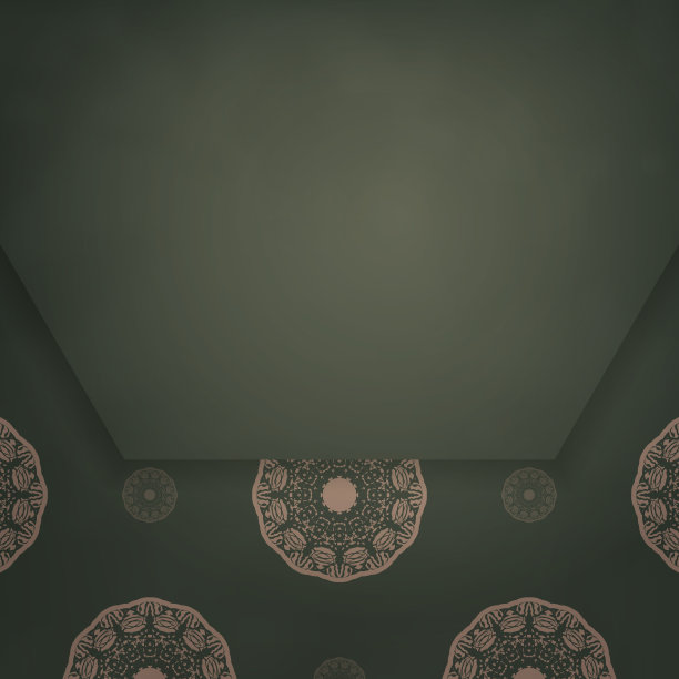 绿色小册子与希腊褐色图案准备印刷。图片下载