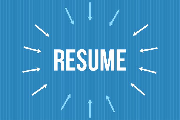 蓝色背景设计的简历字体。简历文字海报，横幅，和t恤设计图片下载