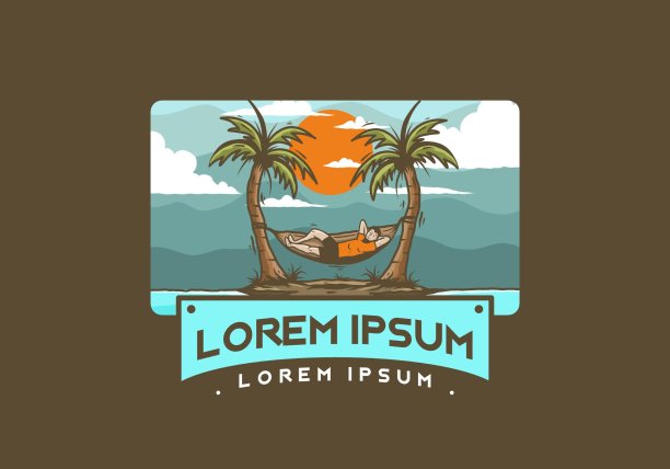 放松在吊床插图徽章图片下载