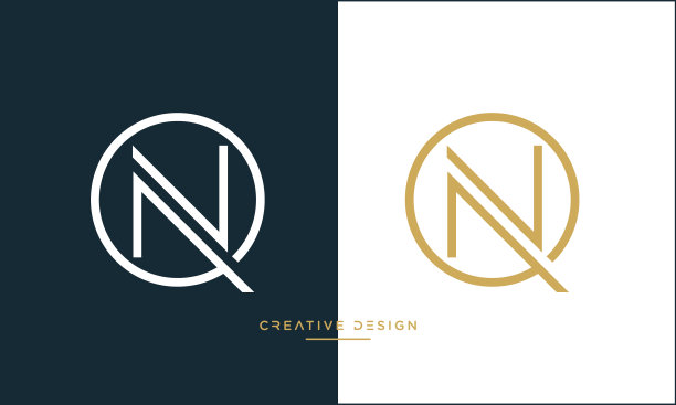 NQ或QN字母豪华标志矢量设计图片下载