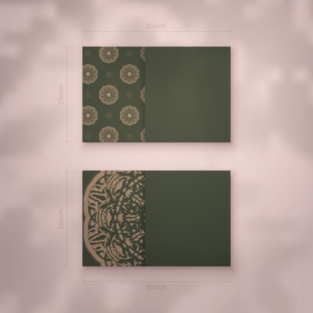 商务名片模板绿色与印度棕色的图案为您的业务。图片下载