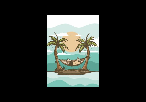 放松在吊床插图徽章图片下载
