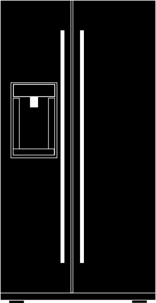 白色背景上两室冰箱的黑色轮廓。图片下载