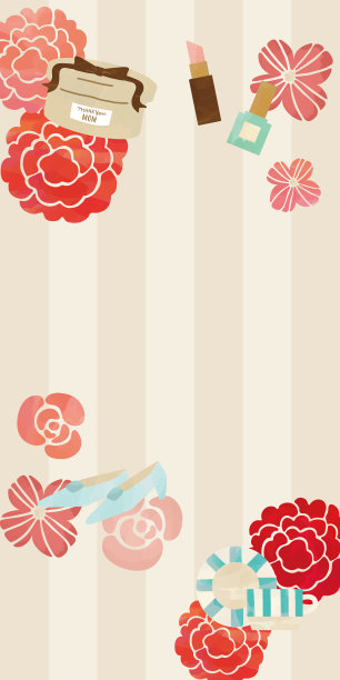 母亲节水彩花卉和礼品条纹设计图片下载