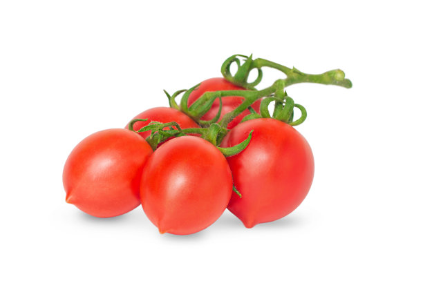 新鲜的分枝红李子樱桃番茄孤立在白色的背景。图片下载