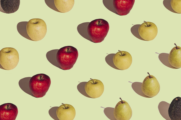 水果图案，在绿色背景上图片下载