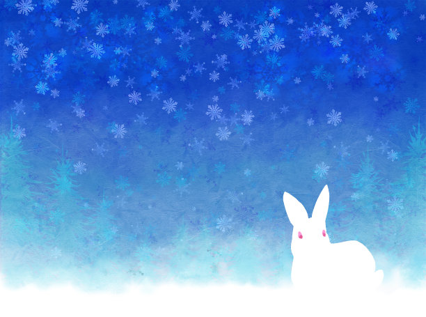 兔子和雪景。图片下载