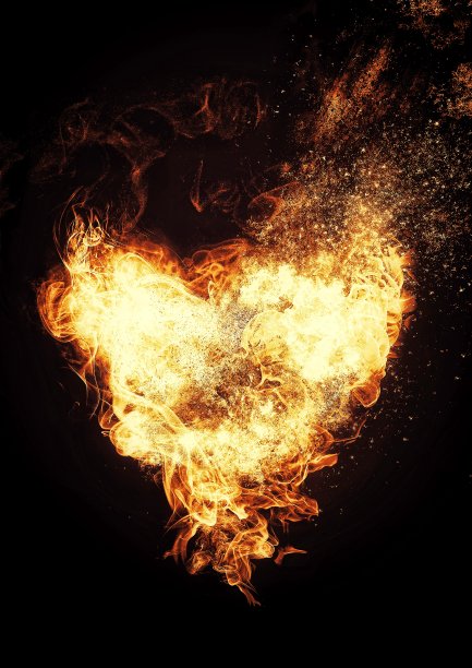 火焰燃烧成心形的插图图片下载