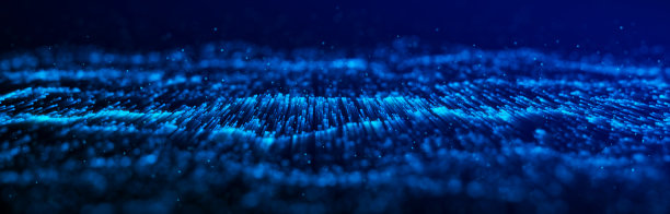 动态蓝色粒子波。未来的波点。流数字结构。数据技术背景。3 d渲染。图片下载