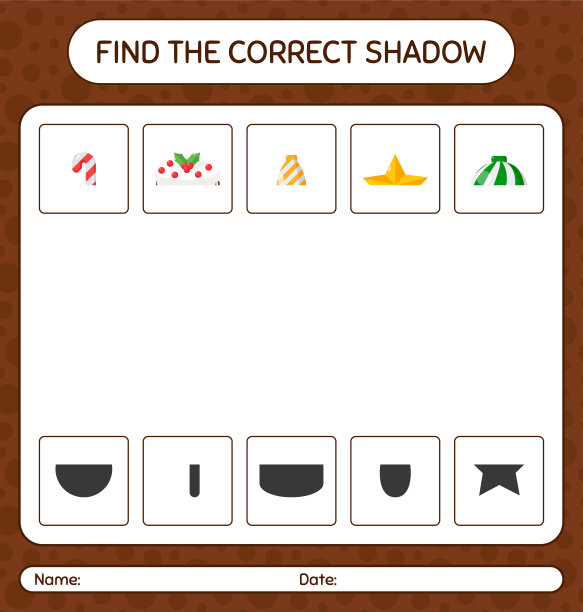 找到正确的阴影游戏与圣诞图标。学龄前儿童习题表，儿童活动表图片下载