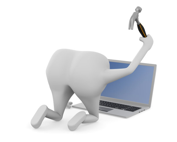 计算机服务在白色背景。孤立的3 d演示图片下载