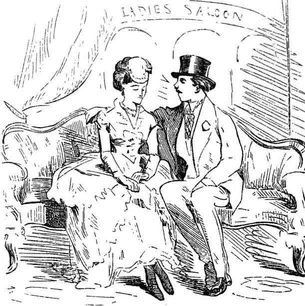 古董插画-哈珀杂志-夫妇一起坐在沙发上图片下载