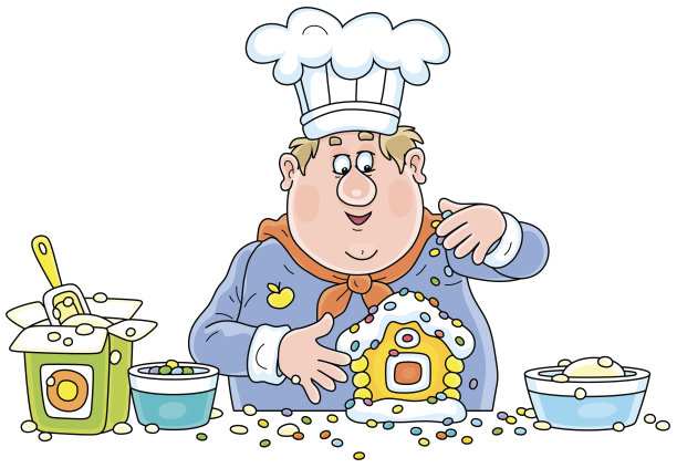 厨师在装饰精美的圣诞姜饼图片下载