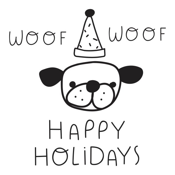 汪汪汪。节日快乐。可爱的哈巴狗戴着圣诞帽。图片下载