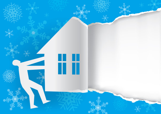 冬季邀请函概念，蓝色撕纸背景模板。图片下载