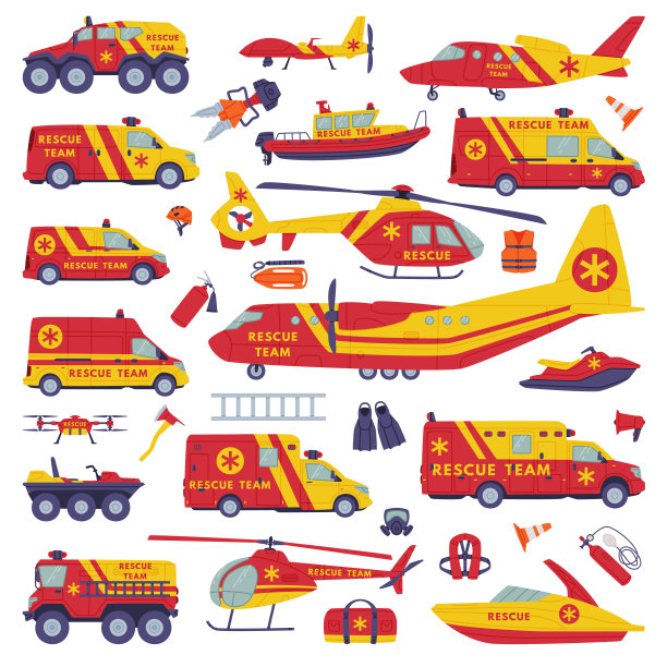 紧急救生用专用机器和应急车辆的救援设备图片下载