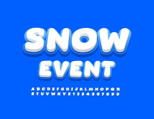 矢量创意海报雪事件。可爱的字母和数字集图片下载