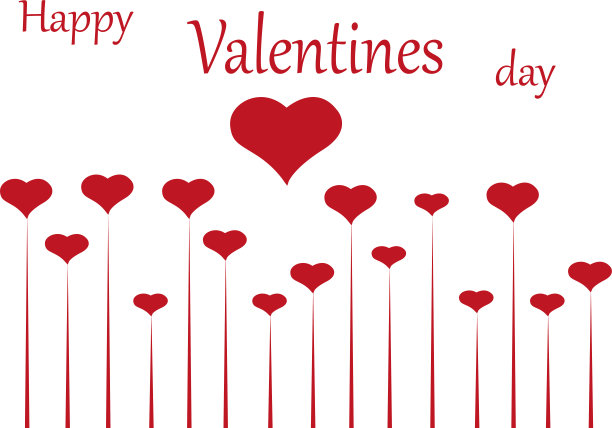 情人节快乐，写横幅。情人节贺卡模板与字体文本快乐情人节和红心。矢量图图片下载