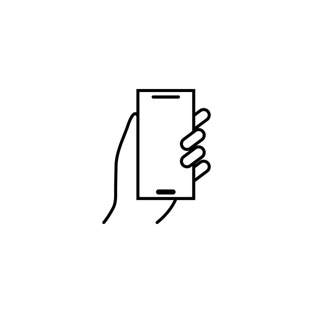 手持智能手机。手机触摸屏在手，图标扁平化设计图片下载