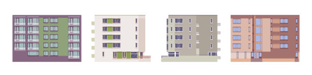 住宅建筑集，高耸的公寓楼立面图片下载