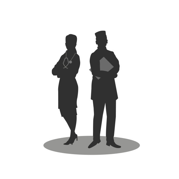 在浅色背景上的医生剪影图片下载