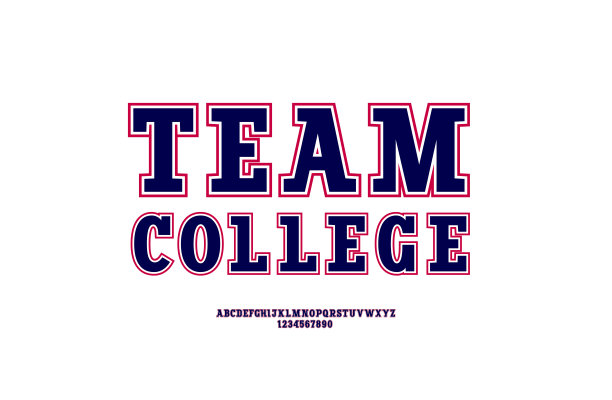 时髦的运动字体，粗体衬线字体，从A到Z的大写拉丁字母和从0到9的阿拉伯数字图片下载