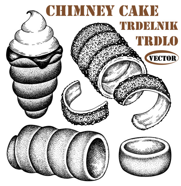 在白色背景上画烟囱蛋糕。图片下载
