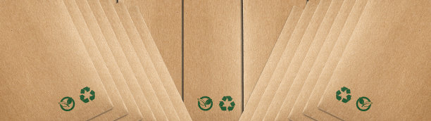 环保包装的背景。回收纸袋棕色购物，即不会对环境造成危害。回收与生态标志。生态工艺包。横幅,海报。图片下载