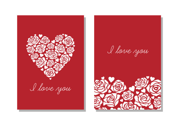 玫瑰插图卡片设计图片下载