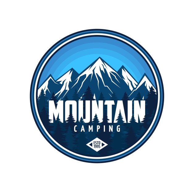 山地露营的标志，旅游和攀岩图片下载