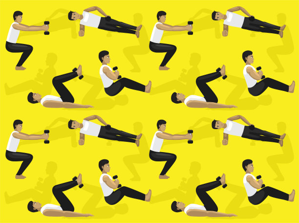 哑铃Ab移动漫画卡通无缝壁纸背景图片下载