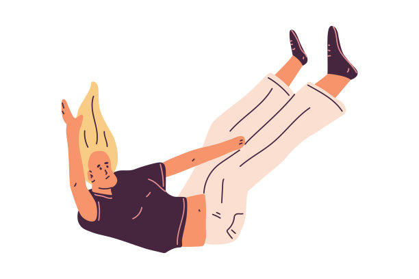 女人跌倒矢量卡通人物插图孤立在一个白色的背景。图片下载