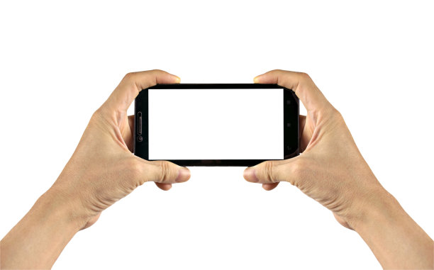 手持黑色智能手机孤立在白色背景与剪辑路径。图片下载