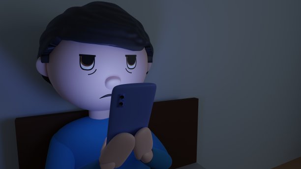 卡通人注定在床上滚动。图片下载