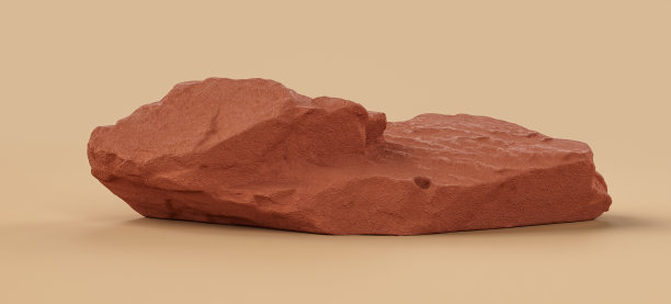 在一个平坦的颜色背景中的棕色岩石，用于带有复制空间的产品显示，3d渲染图片下载