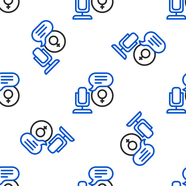 线麦克风图标孤立无缝模式上图片下载