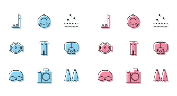 设置线条眼镜和游泳照片帽图片下载