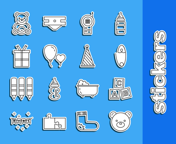Set line泰迪熊毛绒玩具ABC积木经典图片下载