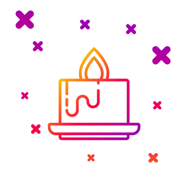 颜色线香气蜡烛图标孤立的白色图片下载