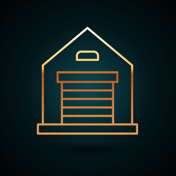 金色线仓库图标孤立在深蓝色图片下载