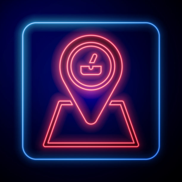 发光的霓虹灯野餐地点图标孤立图片下载