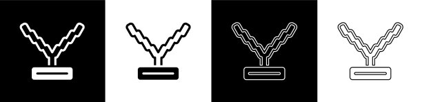 设置说唱歌手链图标孤立的黑色和白色图片下载