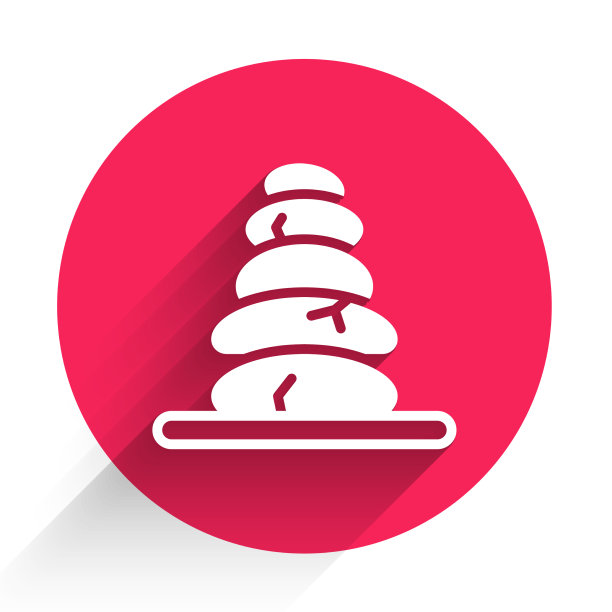 白色堆叠热石图标孤立与长图片下载