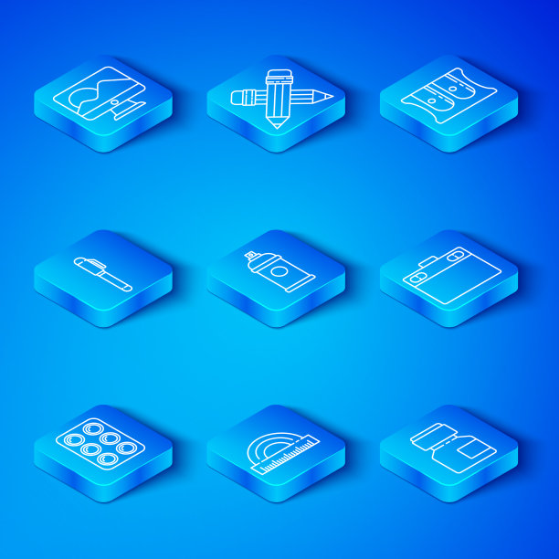 设置线条水彩颜料在盒内喷漆喷雾罐图片下载