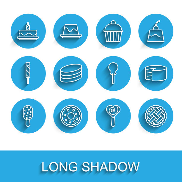 Set line冰淇淋甜甜圈蛋糕与燃烧图片下载