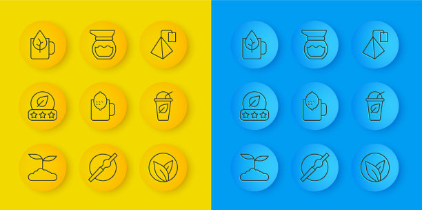 套线茶叶杯茶与柠檬袋和图片下载