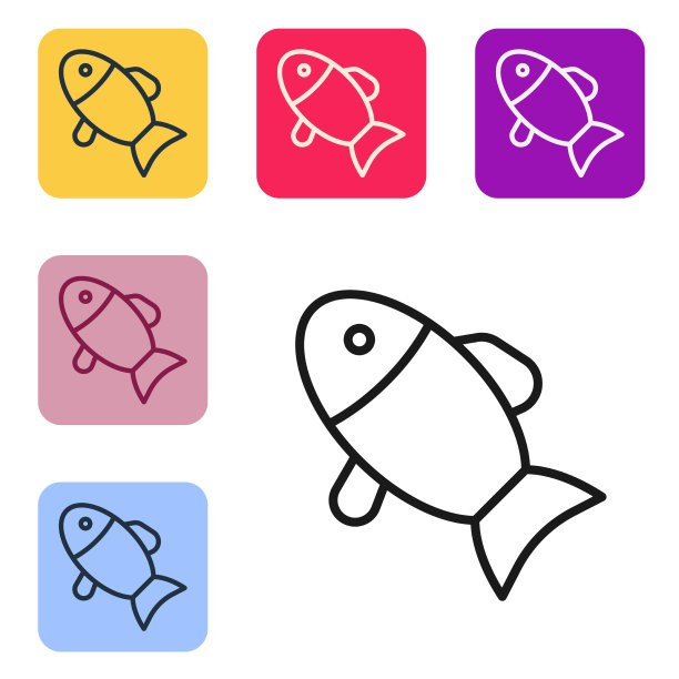 黑线鱼图标孤立在白色背景图片下载